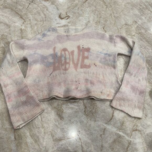 Amiri cashmere Love Tie Dye Cropped Knit Sweater size S - Picture 4 of 8
